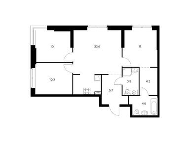 Планировки трехкомнатные в Holland park