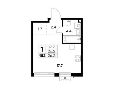 1-комнатная 26.20 кв.м, ЖК «Куркино», 10 677 137 руб.