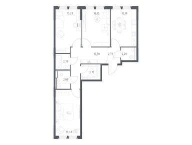 Планировки трехкомнатные в ЖК «Космический квартал»