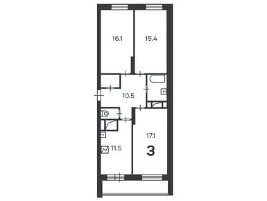 3-комнатная 78.00 кв.м, Жилой дом «5-я Парковая ул., д. 62Б», 22 900 800 руб.