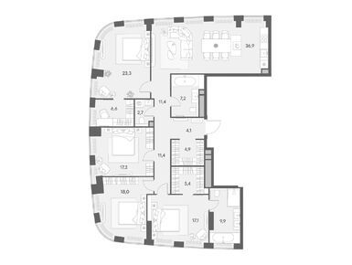 Планировки четырехкомнатные в Клубный дом «Энигмия»