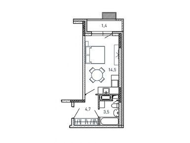 Планировки студии в ЖК «Квартал Светлый»